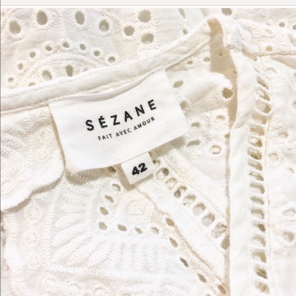 NWOT Sézane EU42 Andrea Embroidered Cutwork Blouse